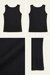 Premium Pamuklu Kumaş Kadın Siyah Crop Atlet - U Yakalı Spor ve Şık Basic Bluz - Slim Fit Yazlık Üst
