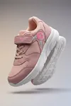 Nefes Alabilir Fileli ve Cırt Cırtlı Ortopedik Tabanlı Hafif Koşu ve Yürüyüş Kız Çocuk Spor Ayakkabısı - Pudra Pembe Comfort Seri
