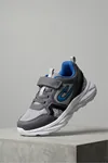 Astro-V Erkek Çocuk Gri Mavi Işıltılı Tabanlı Cırtlı Hafif Spor Ayakkabı – Okul ve Günlük Kullanım İçin Ortopedik Destekli Yürüyüş Ayakkabısı
