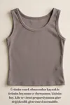 Premium Fitilli Pamuklu Esnek Kumaş Kadın 4lü Crop Set - U Yakalı Spor ve Şık Basic Bluz Seti - Yumuşak Dokulu Slim Fit Yazlık Üst Set