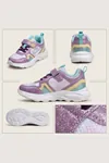 Lila Dream Işıltılı Mor Cırt Cırtlı Hafif ve Esnek Tabanlı Nefes Alabilir Kız Çocuk Spor Ayakkabı Sneaker – Okul ve Günlük Kullanım İçin Ortopedik Destekli Yürüyüş Ayakkabısı