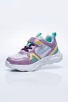 Lila Dream Işıltılı Mor Cırt Cırtlı Hafif ve Esnek Tabanlı Nefes Alabilir Kız Çocuk Spor Ayakkabı Sneaker – Okul ve Günlük Kullanım İçin Ortopedik Destekli Yürüyüş Ayakkabısı