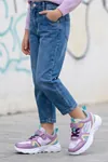 Lila Dream Işıltılı Mor Cırt Cırtlı Hafif ve Esnek Tabanlı Nefes Alabilir Kız Çocuk Spor Ayakkabı Sneaker – Okul ve Günlük Kullanım İçin Ortopedik Destekli Yürüyüş Ayakkabısı