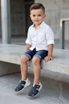 BreezeWalk Hafif ve Esnek Tabanlı Delikli Erkek Çocuk Lacivert Beyaz Sandalet - Cırt Cırtlı Arka Bantlı Havuz Deniz ve Günlük Yazlık Spor Çocuk Ayakkabısı