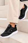 PureWalk Unisex Siyah Beyaz KalınTabanlı Spor Ayakkabı - Hafif Esnek Günlük Yürüyüş Sneaker Rahat Koşu ve Şehir Ayakkabısı