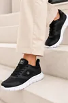 PureWalk Unisex Siyah Beyaz KalınTabanlı Spor Ayakkabı - Hafif Esnek Günlük Yürüyüş Sneaker Rahat Koşu ve Şehir Ayakkabısı
