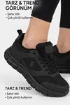 PureWalk Unisex Siyah Kalın Tabanlı Spor Ayakkabı - Hafif Esnek Günlük Yürüyüş Sneaker Rahat Koşu ve Şehir Ayakkabısı
