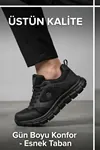 PureWalk Unisex Siyah Kalın Tabanlı Spor Ayakkabı - Hafif Esnek Günlük Yürüyüş Sneaker Rahat Koşu ve Şehir Ayakkabısı