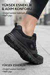 PureWalk Unisex Siyah Kalın Tabanlı Spor Ayakkabı - Hafif Esnek Günlük Yürüyüş Sneaker Rahat Koşu ve Şehir Ayakkabısı