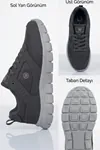 PureWalk Unisex Füme Kalın Tabanlı Spor Ayakkabı - Hafif Esnek Günlük Yürüyüş Sneaker Rahat Koşu ve Şehir Ayakkabısı