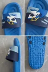 3D Desenli Cool Shark Gözlüklü Köpek Balığı Figürlü Erkek Çocuk Terlik - Islak Zemin Kaymaz Tabanlı Yumuşak ve Hafif Yazlık Çocuk Sandalet Açık Mavi Terlik