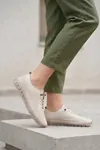 FlexiGel Tam Ortopedik Jel Tabanlı Kadın Krem Loafer - Ultra Esnek Nefes Alabilir Hafif Günlük Anne Ayakkabısı
