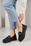Aura Comfort – Ortopedik Tabanlı Işıltı Detaylı Kadın Siyah Günlük Casual Loafer Ayakkabı