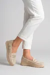 Aura Comfort – Ortopedik Tabanlı Işıltı Detaylı Kadın Krem Günlük Casual Loafer Ayakkabı