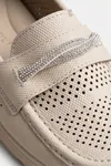 Aura Comfort – Ortopedik Tabanlı Işıltı Detaylı Kadın Krem Günlük Casual Loafer Ayakkabı