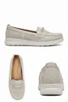 Aura Comfort – Ortopedik Tabanlı Işıltı Detaylı Kadın Buz Rengi Günlük Casual Loafer Ayakkabı