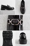 Luna Chain — Kadın Ortopedik Tabanlı Metal Toka Detaylı Günlük Hafif Loafer Babet Siyah Kadın Ayakkabı - Makosen - Laofer