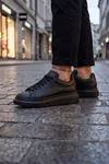 LiaQuenn - Rahat ve Hafif Yüksek Tabanlı Yürüyüş Günlük Spor Giy Çık Unisex Siyah Sneaker Ayakkabı