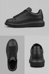 LiaQuenn - Rahat ve Hafif Yüksek Tabanlı Yürüyüş Günlük Spor Giy Çık Unisex Siyah Sneaker Ayakkabı