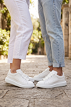LiaQuenn - Rahat ve Hafif Yüksek Tabanlı Yürüyüş Günlük Spor Giy Çık Unisex Beyaz Sneaker Ayakkabı