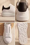 LiaQuenn - Rahat ve Hafif Yüksek Tabanlı Yürüyüş Günlük Spor Giy Çık Unisex Beyaz-Siyah Sneaker Ayakkabı
