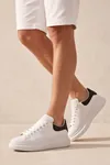 LiaQuenn - Rahat ve Hafif Yüksek Tabanlı Yürüyüş Günlük Spor Giy Çık Unisex Beyaz-Siyah Sneaker Ayakkabı