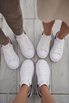 LiaQuenn - Rahat ve Hafif Yüksek Tabanlı Yürüyüş Günlük Spor Giy Çık Unisex Beyaz-Siyah Sneaker Ayakkabı