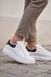 LiaQuenn - Rahat ve Hafif Yüksek Tabanlı Yürüyüş Günlük Spor Giy Çık Unisex Beyaz-Siyah Sneaker Ayakkabı