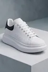 LiaQuenn - Rahat ve Hafif Yüksek Tabanlı Yürüyüş Günlük Spor Giy Çık Unisex Beyaz-Siyah Sneaker Ayakkabı