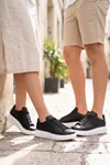 LiaQuenn - Rahat ve Hafif Yüksek Tabanlı Yürüyüş Günlük Spor Giy Çık Unisex Siyah-Beyaz Sneaker Ayakkabı