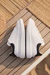 LiaQuenn - Rahat ve Hafif Yüksek Tabanlı Yürüyüş Günlük Spor Giy Çık Unisex Beyaz-Siyah Sneaker Ayakkabı