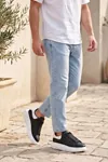 LiaQuenn - Rahat ve Hafif Yüksek Tabanlı Yürüyüş Günlük Spor Giy Çık Unisex Beyaz-Siyah-Beyaz Sneaker Ayakkabı