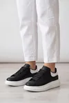 LiaQuenn - Rahat ve Hafif Yüksek Tabanlı Yürüyüş Günlük Spor Giy Çık Unisex Beyaz-Siyah-Beyaz Sneaker Ayakkabı