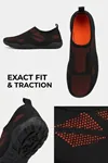 WAVEGLIDE - Esnek Siyah - Turuncu Unisex Deniz ve Plaj Ayakkabısı, Nefes Alabilir ve Hızlı Kuruyan Kumaş Dokulu Hafif Havuz ve Sörf Ayakkabısı