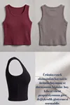 Premium Fitilli Pamuklu Esnek Kumaş Kadın 4lü Crop Set - U Yakalı Spor ve Şık Basic Bluz Seti - Yumuşak Dokulu Slim Fit Yazlık Üst Set