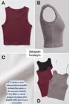 Premium Fitilli Pamuklu Esnek Kumaş Kadın 4lü Crop Set - U Yakalı Spor ve Şık Basic Bluz Seti - Yumuşak Dokulu Slim Fit Yazlık Üst Set