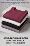 Premium Fitilli Pamuklu Esnek Kumaş Kadın 4lü Crop Set - U Yakalı Spor ve Şık Basic Bluz Seti - Yumuşak Dokulu Slim Fit Yazlık Üst Set