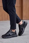 MonolithDuo - Hakiki Deri Kalın Segment Tabanlı Bağcıklı Erkek Sneaker Ayakkabı, Parlatılmış Deri Detaylı Konforlu Daily Casual Klasik Ayakkabı