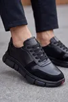 MonolithDuo - Hakiki Deri Kalın Segment Tabanlı Bağcıklı Erkek Sneaker Ayakkabı, Parlatılmış Deri Detaylı Konforlu Daily Casual Klasik Ayakkabı