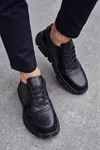 MonolithDuo - Hakiki Deri Kalın Segment Tabanlı Bağcıklı Erkek Sneaker Ayakkabı, Parlatılmış Deri Detaylı Konforlu Daily Casual Klasik Ayakkabı