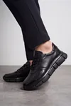 MonolithDuo - Hakiki Deri Kalın Segment Tabanlı Bağcıklı Erkek Sneaker Ayakkabı, Parlatılmış Deri Detaylı Konforlu Daily Casual Klasik Ayakkabı