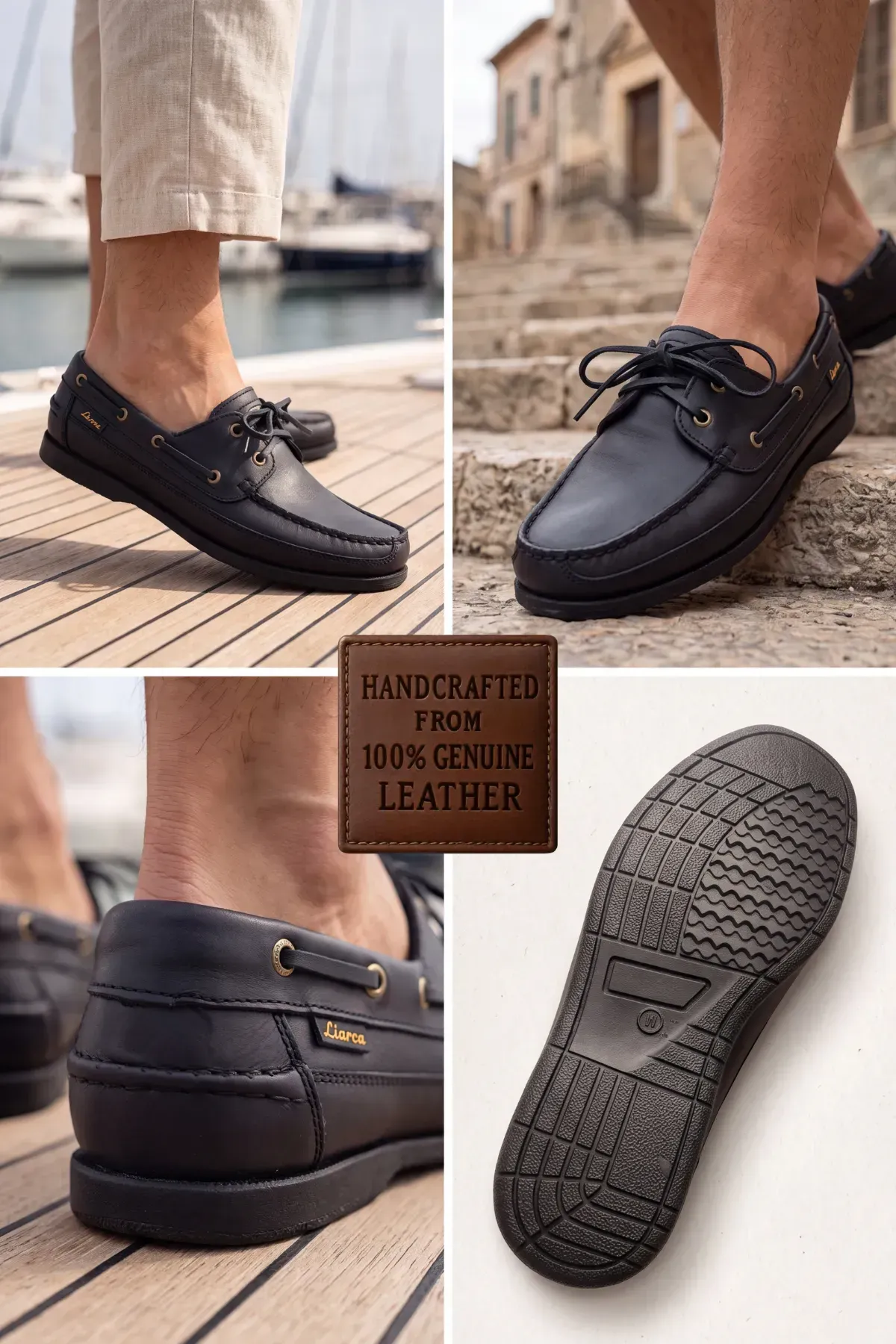 Blue Boy Marina – Siyah Hakiki Deri Lüks Erkek Tekne Ayakkabısı, Makosen, Loafer ve Casuall Ayakkabısı (40-46 Numara) 6206