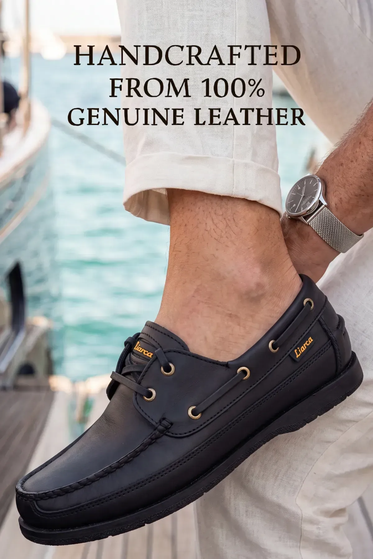 Blue Boy Marina – Siyah Hakiki Deri Lüks Erkek Tekne Ayakkabısı, Makosen, Loafer ve Casuall Ayakkabısı (40-46 Numara) 6206
