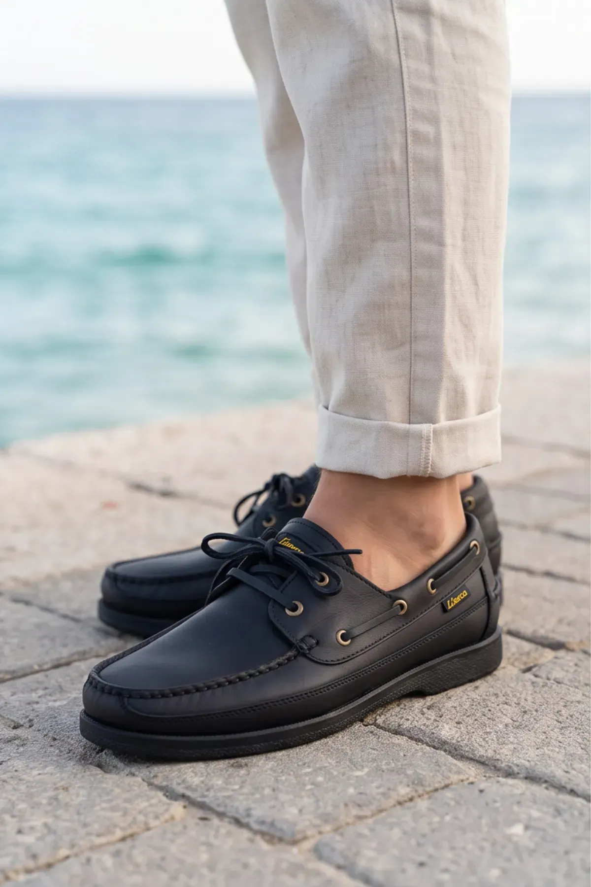 Blue Boy Marina – Siyah Hakiki Deri Lüks Erkek Tekne Ayakkabısı, Makosen, Loafer ve Casuall Ayakkabısı (40-46 Numara) 6206
