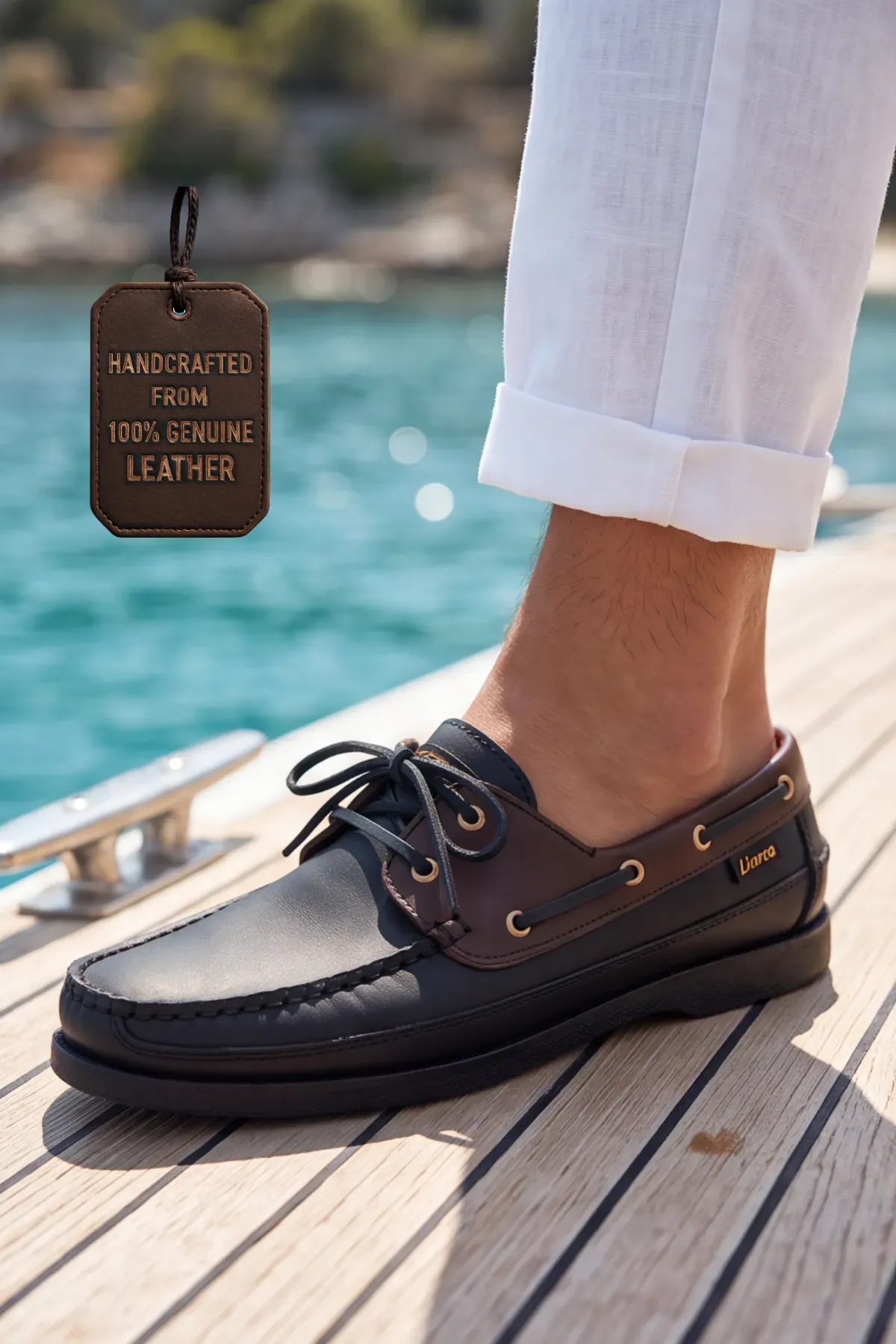 Blue Boy Marina – Siyah Kahve Hakiki Deri Lüks Erkek Tekne Ayakkabısı, Makosen, Loafer ve Casuall Ayakkabısı (40-46 Numara) 6206