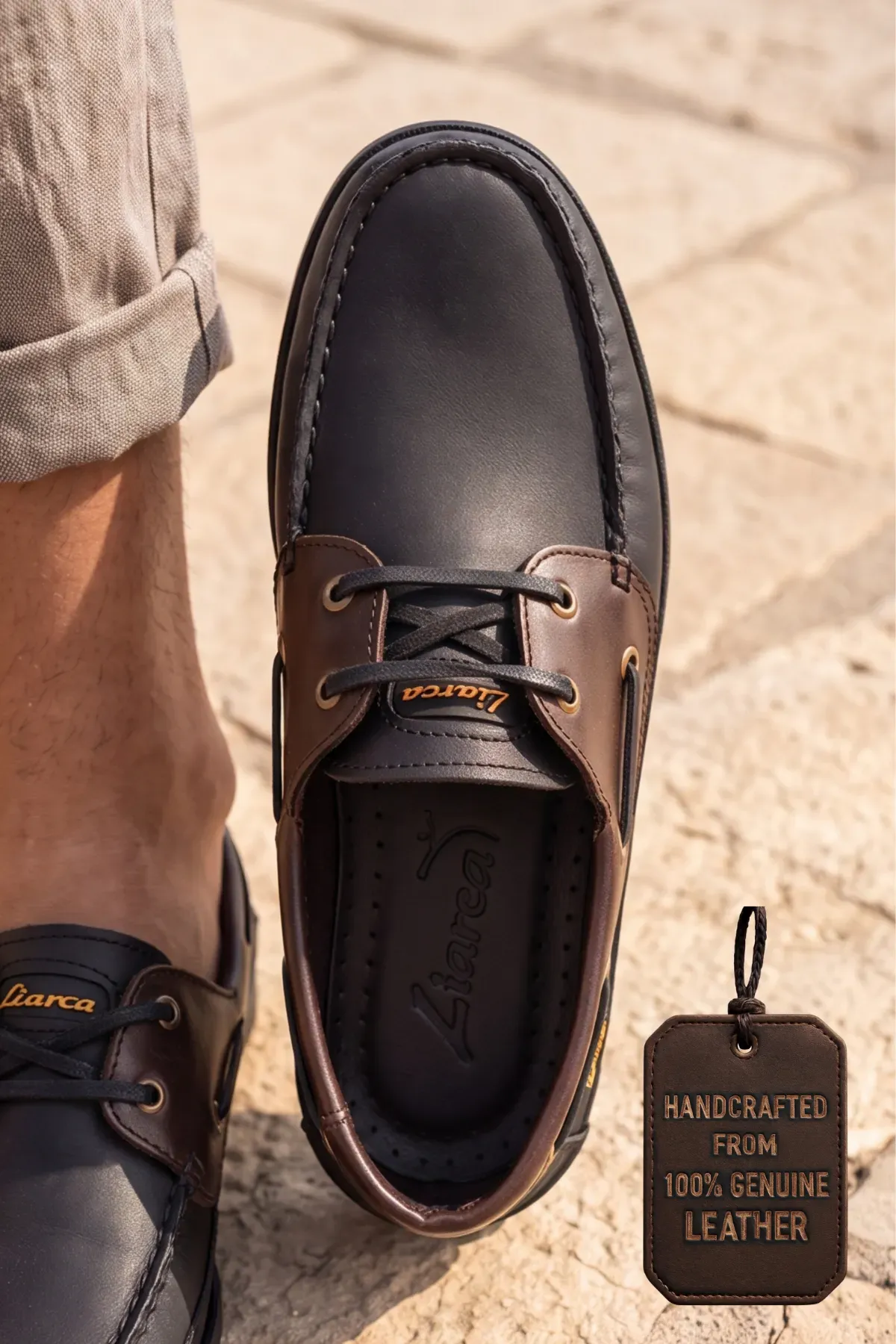 Blue Boy Marina – Siyah Kahve Hakiki Deri Lüks Erkek Tekne Ayakkabısı, Makosen, Loafer ve Casuall Ayakkabısı (40-46 Numara) 6206