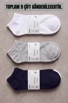 Velocto 9 Çift Özel Yıkanmış Parfümlü Pamuklu Bilek Boy Unisex Çorap Seti