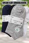Velocto 9 Çift Özel Yıkanmış Parfümlü Pamuklu Bilek Boy Unisex Çorap Seti