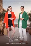 2 TREND RENK BİR ARADA Avantaj Paketi - Yarasa Kol İnce Triko Kadın Hırka Seti Salaş Mevsimlik Hafif Çantada Taşınabilir Kadın ve Genç Hırka Set