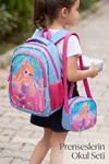 Mermaid Deniz Kızı Desenli Beslenme Çantalı İlkokul Ve Anaokulu Sırt Çantası Seti Ergonomik Çocuk Okul Çantası